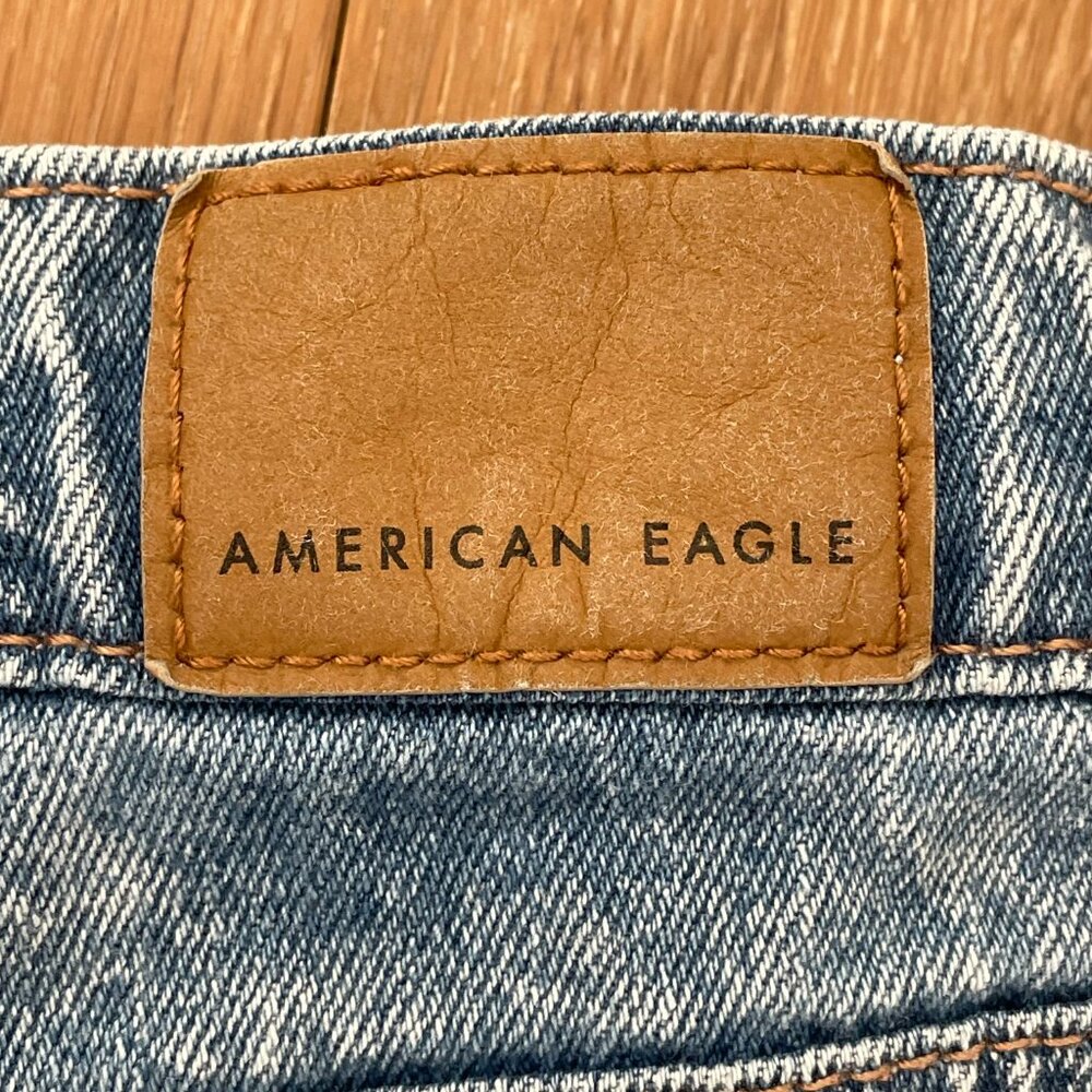 American Eagle Jean Shorts Women 8 Blue Denim Mom Pleated Acid 01237-5319 450 - Picture 11 of 13